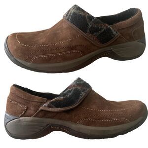 Merrell Bracken Brown Leather Casual Slip On Mules Shoes Women's Size 10